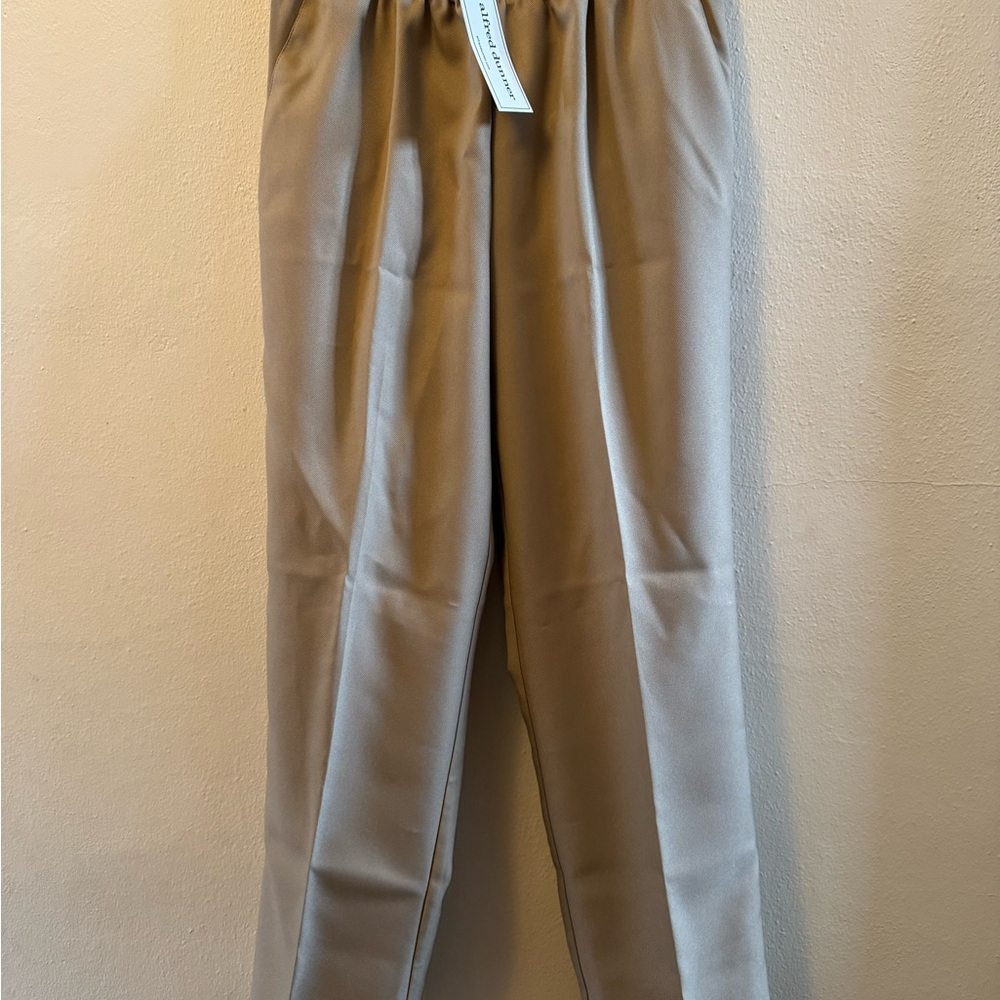 NWT Alfred Dunner Classic Straight Pull On Tan Trousers Flat Front Relaxed 10 - Picture 3 of 9